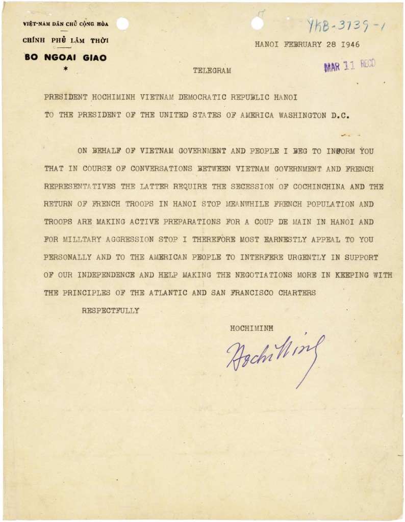 Ho Chi Minh Telegram to President Truman February 1946